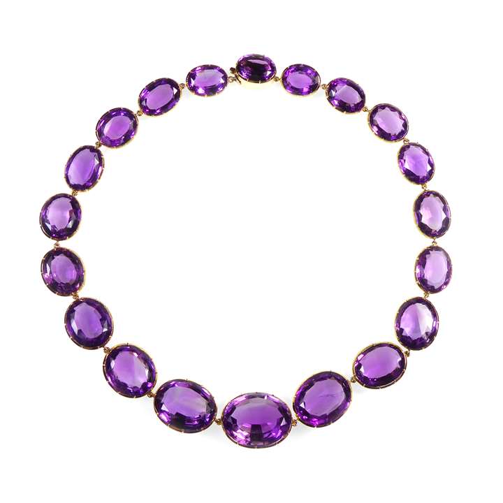 19th century graduated amethyst collet necklace
